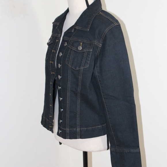 Chico's Platinum, dark denim jean  jacket   size   medium 8 - Picture 2 of 10